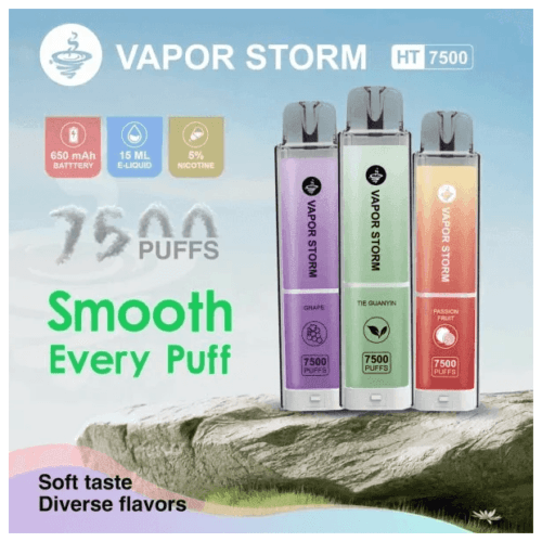 【VAPOR STORM 風暴辣妹 】7500口大容量拋棄式電子菸 可充電 15ml煙油 650mAh Type-C快充 多口味
