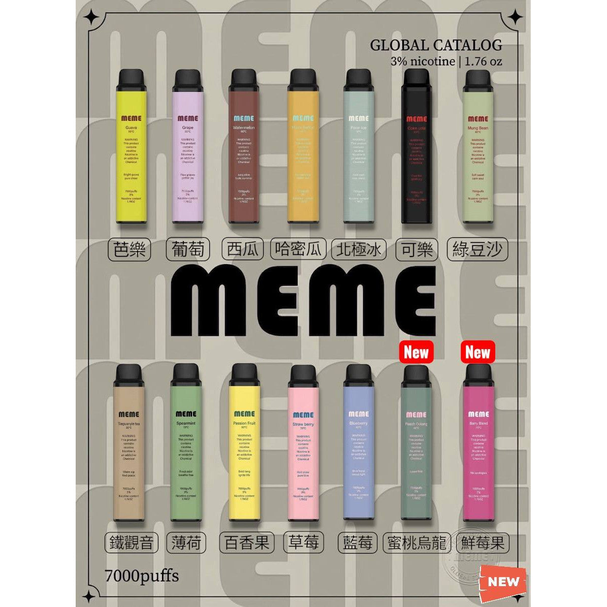 韓國 MEME 7000口拋棄式電子菸 15ml可充電三檔調功率